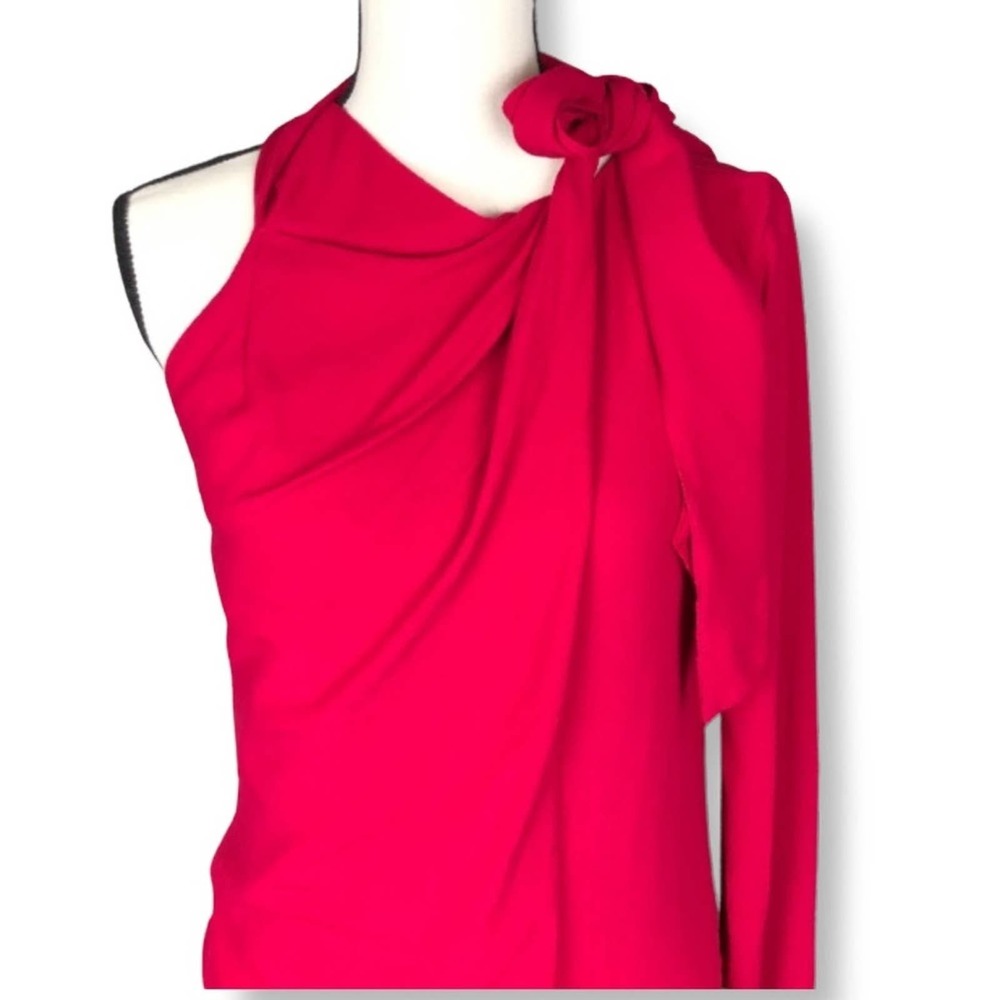 Diane Von Furstenberg Bowman One Shoulder Red Cocktail Dress Size 2 DVF Wedding - Picture 6 of 15